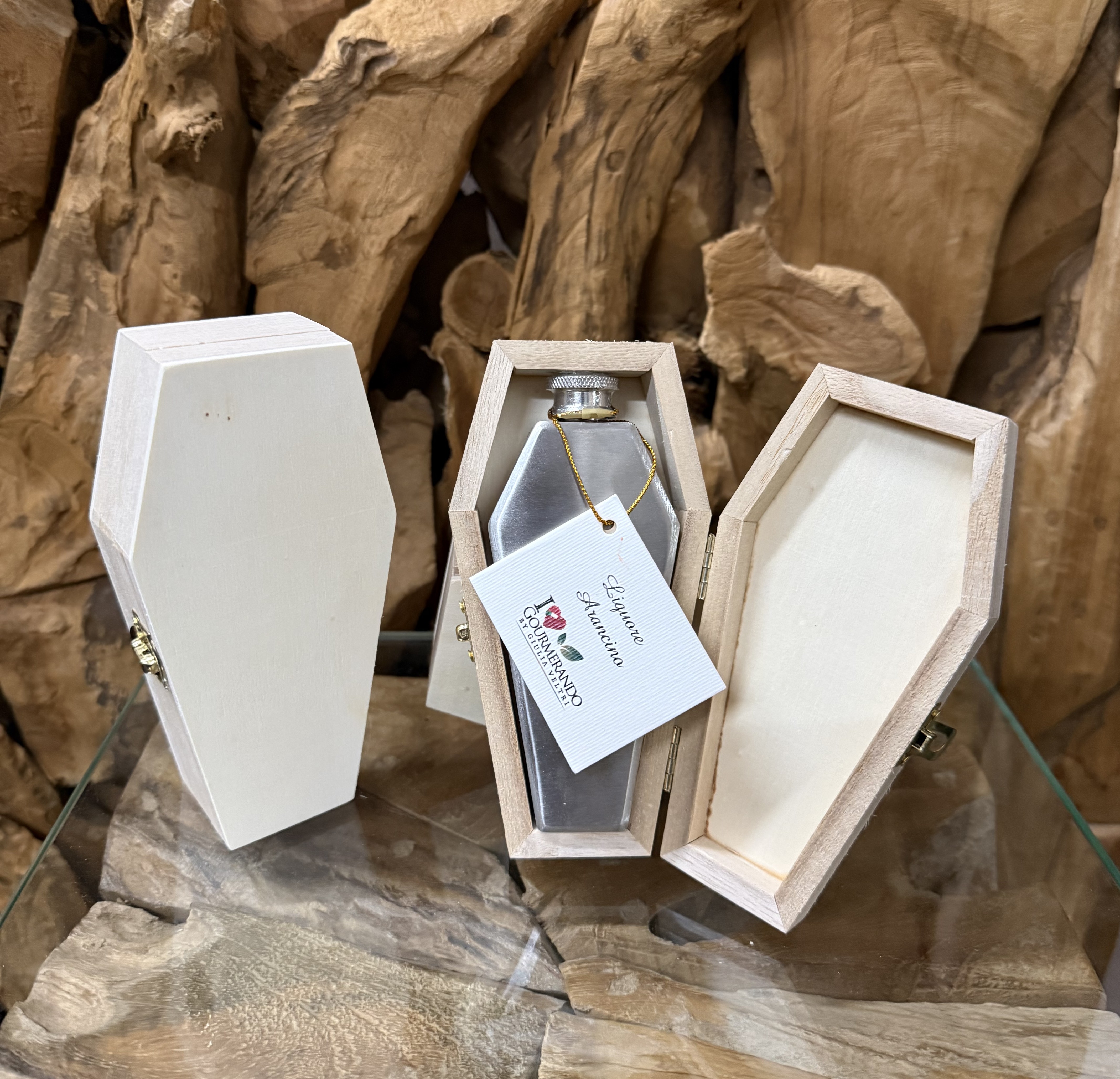 Flachmann Sarg Edelstahl - Sarg Etui